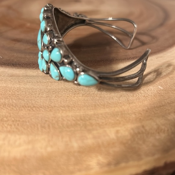 Turquoise Cluster Cuff Bracelet - Picture 2 of 8